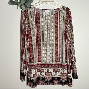 J. Jill Women’s Crewneck Long Sleeve Multi Color Split Side top